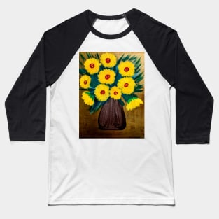 sunflowers in a metallic silver and black vase Baseball T-Shirt